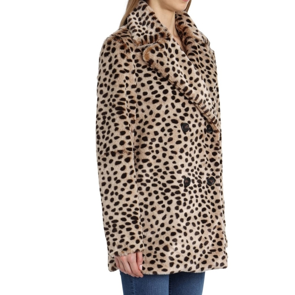 Avec Les Filles Leopard Print Car Coat Faux Fur - Picture 4 of 7